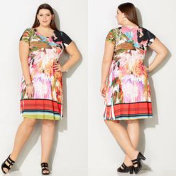 Avenue Dresses & Skirts - Avenue's Bright Burst Skater Dress - Sz 30/32